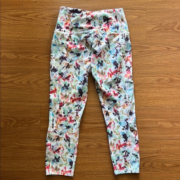 RBX Red and Pink Leggings Vibrant Floral Design - Picture 3 of 4